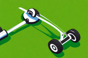 A lawn roller in use on a grassy lawn