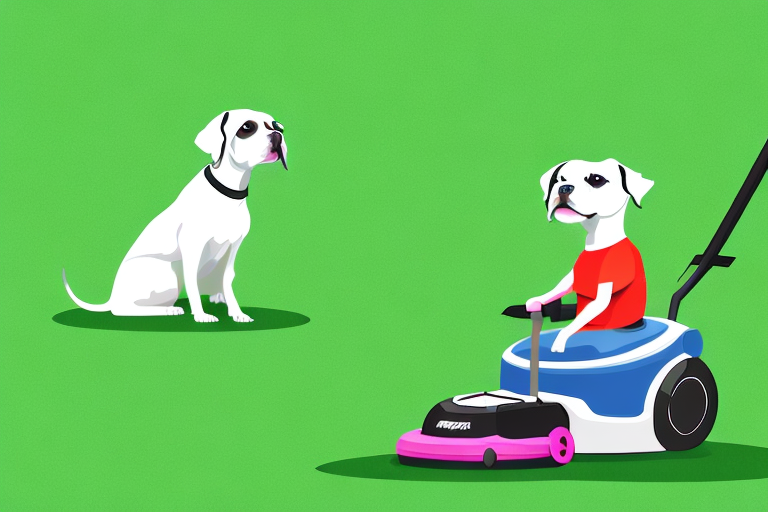 A pet and a lawnmower