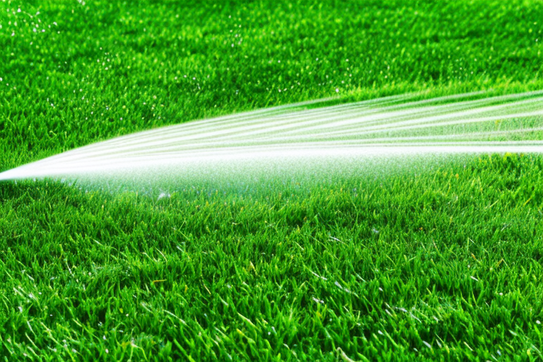 A lawn with a sprinkler system installed